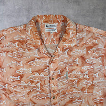 Load image into Gallery viewer, Vintage Columbia Mens XL Fish Print Shirt Orange Fishing Hawaiian Camp Collar
