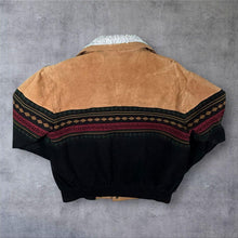 Load image into Gallery viewer, Vintage 90s Oscar Piel Leather Jacket L Southwestern Aztec Sherpa Western
