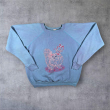 Load image into Gallery viewer, Vintage 90's Made In USA Cat Butterfly Graphic Blue Sweatshirt
