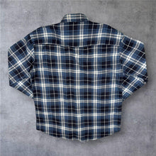 Load image into Gallery viewer, Caverline Mens M 48/50 Blue Plaid Flannel Shirt Check Grunge Casual Long Sleeve
