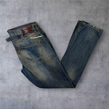 Load image into Gallery viewer, Superdry Washed Blue Denim Distressed Style Straight Leg Cotton Jeans
