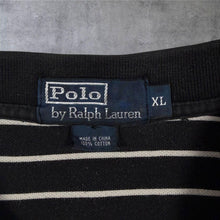 Load image into Gallery viewer, Polo Ralph Lauren Long Sleeve Polo Shirt XL Black White Striped Cotton Mens
