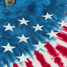 Load image into Gallery viewer, Vintage Liquid Blue USA American Flag Print Blue Red White Tie Dye Cotton T-Shirt
