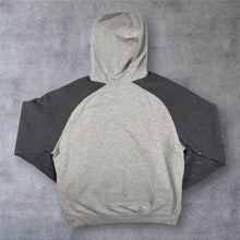Load image into Gallery viewer, Early 00's Nike Embroidered Big Logo Spellout Colour Block Distressed Grey Hoodie
