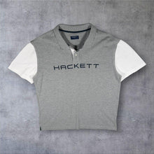 Load image into Gallery viewer, Hackett Golf Embroidered Big Logo Colour Block Grey Polo Shirt
