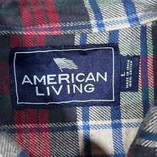 Load image into Gallery viewer, American Living Mens Red Navy Tartan Plaid Flannel Check Button Down Shirt
