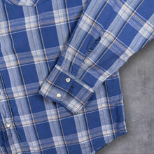 Load image into Gallery viewer, Aeropostale Mens L Western Shirt Blue Plaid Pearl Snap Cowboy 100% Cotton

