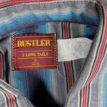 Load image into Gallery viewer, Vintage Rustler X-Long Tails Cowboy Western Striped Long Sleeve Popper Shirt
