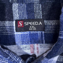 Load image into Gallery viewer, Vintage Speed.A Blue Red White Plaid Check Long Sleeve Cotton Flannel Shirt

