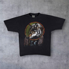 Load image into Gallery viewer, Vintage 90s Zip It London Wolf Dreamcatcher Graphic T Shirt Black Mens L Wildlife
