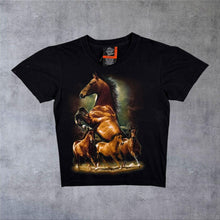 Load image into Gallery viewer, Early 00's Rock Eagle Horse Animal Wildlife Graphic Black Short Sleeve T-Shirt
