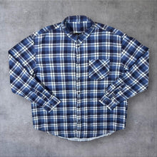 Load image into Gallery viewer, Vintage Halfmoon Navy White Blue Check Long Sleeve Cotton Flannel Shirt
