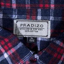 Load image into Gallery viewer, Vintage Pradizo Navy Blue Red Plaid Check Long Sleeve Cotton Flannel Shirt

