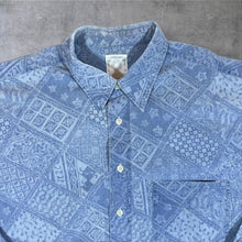 Load image into Gallery viewer, Vintage St Michael Marks &amp; Spencer Paisley Patterned Blue Long Sleeve Cotton Shirt
