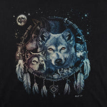 Load image into Gallery viewer, Early 00's Wild Wolf Native American Wildlife Graphic Black Cotton T-Shirt
