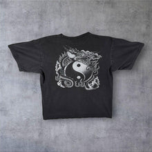 Load image into Gallery viewer, Vintage X-Ray Yin Yang Traditional Dragon Gothic Tattoo Graphic Black T-Shirt

