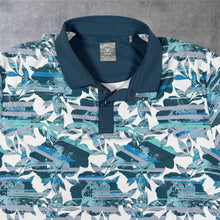 Load image into Gallery viewer, Callaway Opti-Dri Blue White Floral Patterned Polyester Blend Golf Polo Shirt
