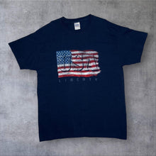 Load image into Gallery viewer, USA Liberty Patriotic Americana US Flag Spellout Souvenir Graphic T-Shirt
