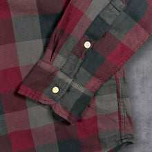 Load image into Gallery viewer, Lee Western Shirt Mens L Burgundy Plaid Check Pearl Snap Cowboy Workwear
