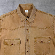 Load image into Gallery viewer, Vintage Western Style Heavy Cotton Washed Brown Short Sleeve Shirt
