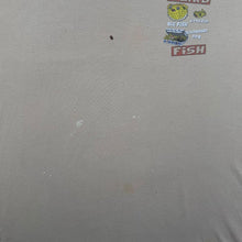 Load image into Gallery viewer, Weird Fish Big Fish Little Fish Parody Cartoon Graphic Beige Distressed Cotton T-Shirt
