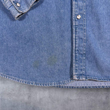 Load image into Gallery viewer, Vintage 90s Levi's Western Denim Shirt M Made Portugal Pearl Snap Red Tab Cowboy
