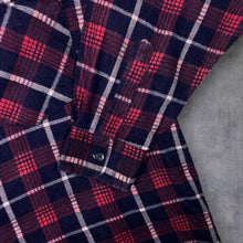 Load image into Gallery viewer, Vintage Custom Club Flannel Shirt 41/42 XL Red Navy Plaid Check 90s Cotton
