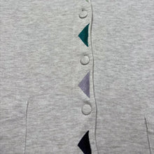 Load image into Gallery viewer, Vintage 80s Sweateria Cardigan Womens Large Grey Geometric Triangle Retro
