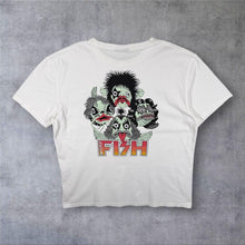 Load image into Gallery viewer, Weird Fish Band Parody Cartoon Spellout Graphic White Cotton T-Shirt
