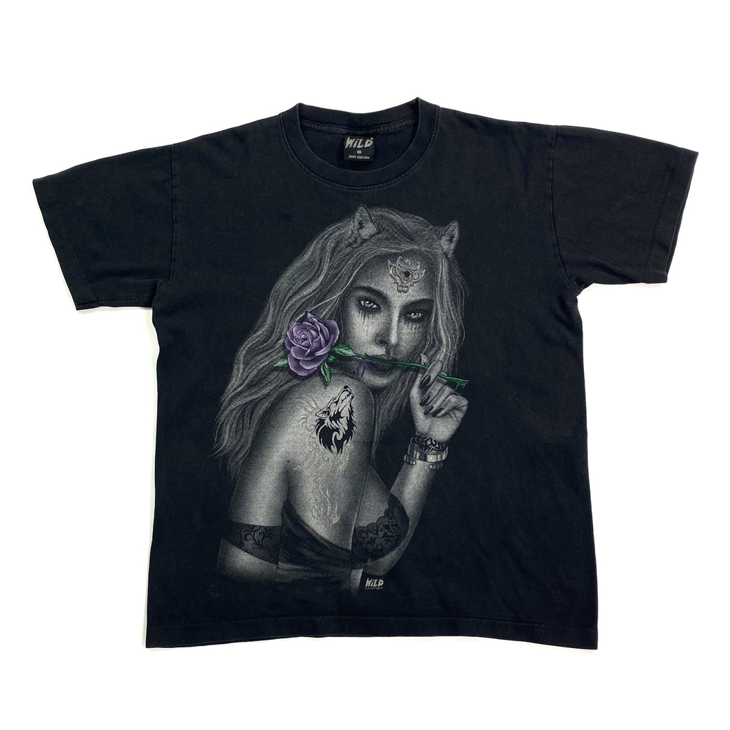 WILD Gothic Fantasy Tattoo Rose Woman Graphic T-Shirt