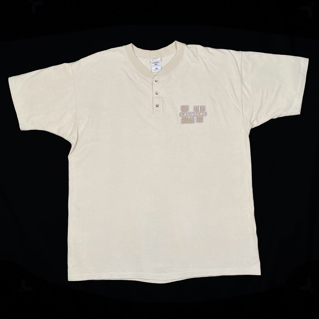 LAS VEGAS Souvenir Spellout Graphic Henley Button T-Shirt