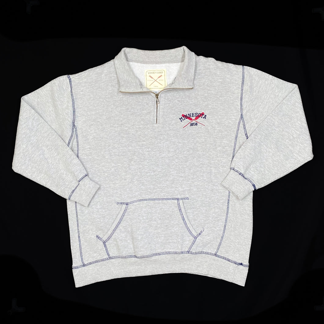 Vineyard MINNESOTA Embroidered Spellout 1/4 Zip Pullover Sweatshirt