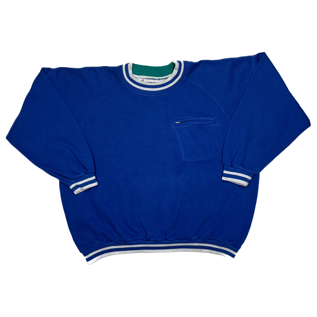Vintage LONDON FOG Striped Trim Classic Blank Basic Essential Cotton Crewneck Sweatshirt