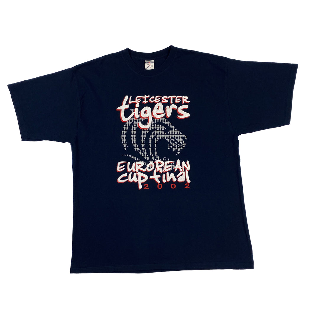 Jerzees (2002) LEICESTER TIGERS “European Cup Final” Rugby Union Graphic T-Shirt