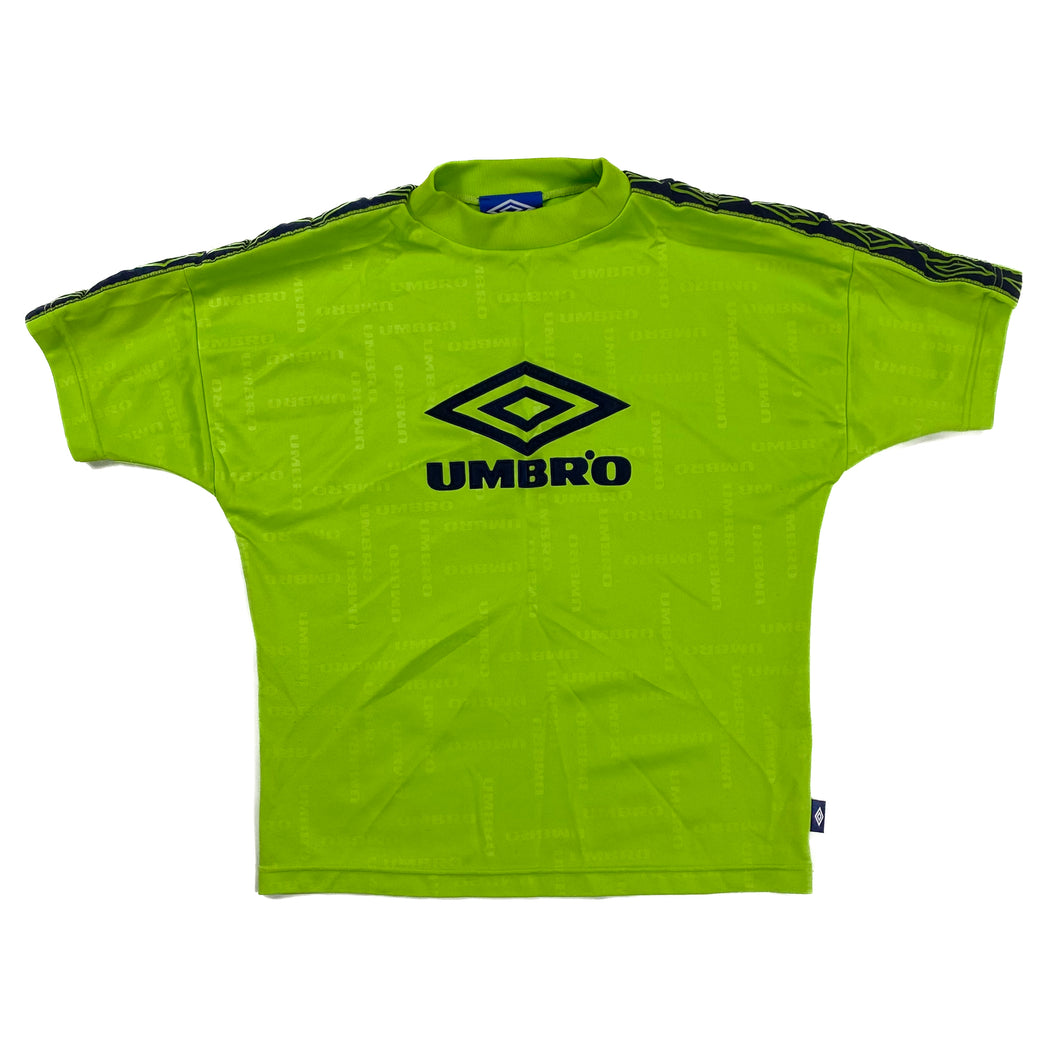 UMBRO Embossed Big Logo Spellout Tape Sleeve Polyester Sports T-Shirt Jersey