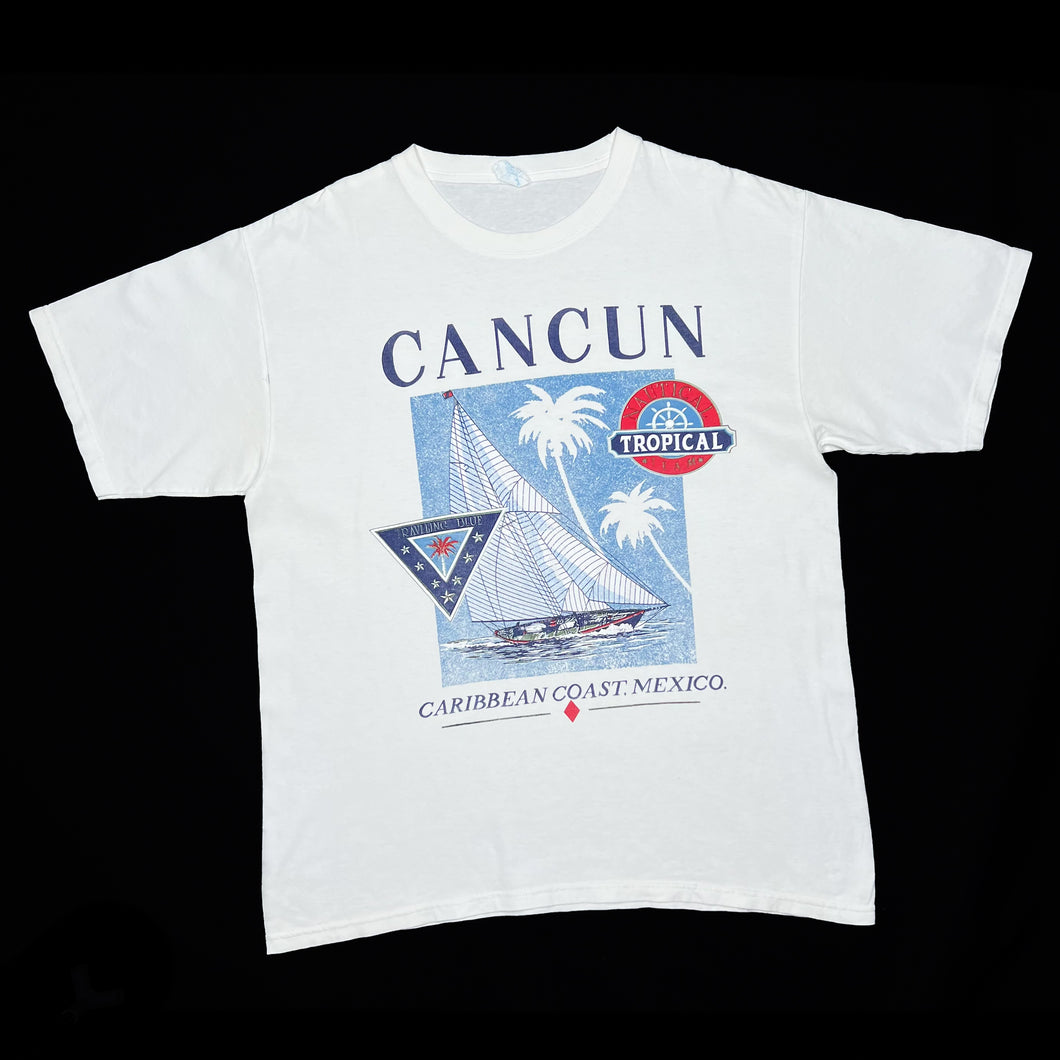 CANCUN “Caribbean Coast, Mexico” Nautical Souvenir Spellout Graphic T-Shirt