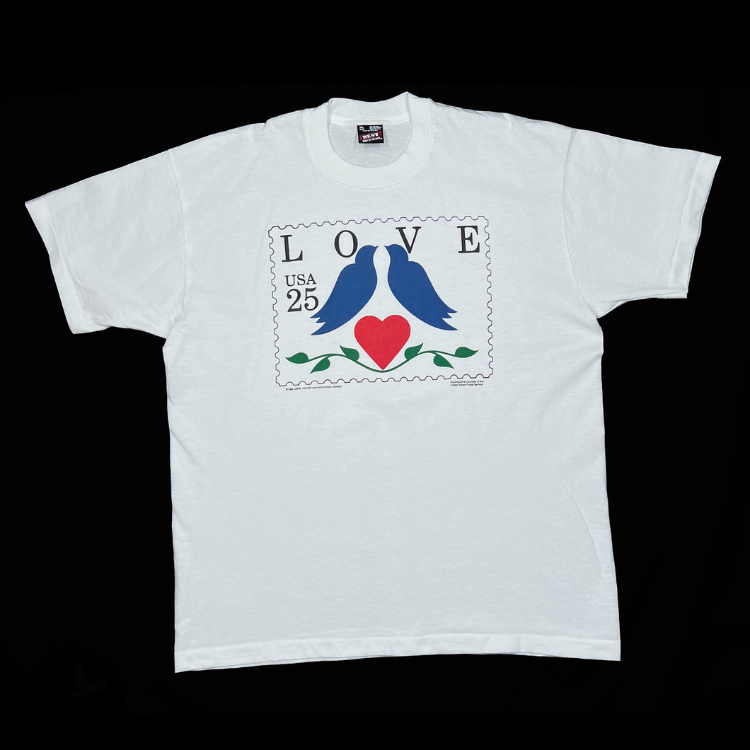 LOVE (1988) “USA 25” Stamp Dove Souvenir Spellout Graphic Single Stitch T-Shirt