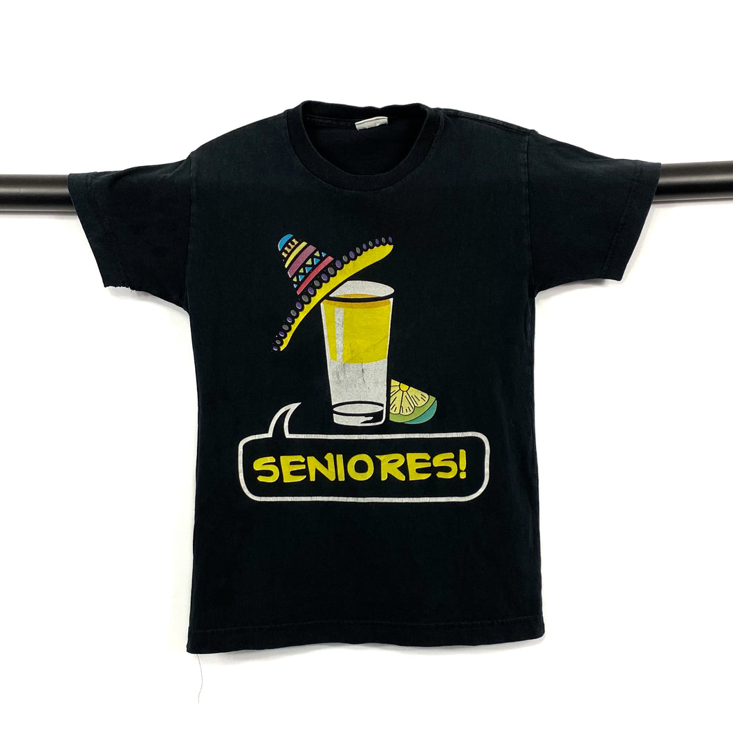 SENIORES! Cocktail Sombrero Cartoon Souvenir Graphic Spellout T-Shirt