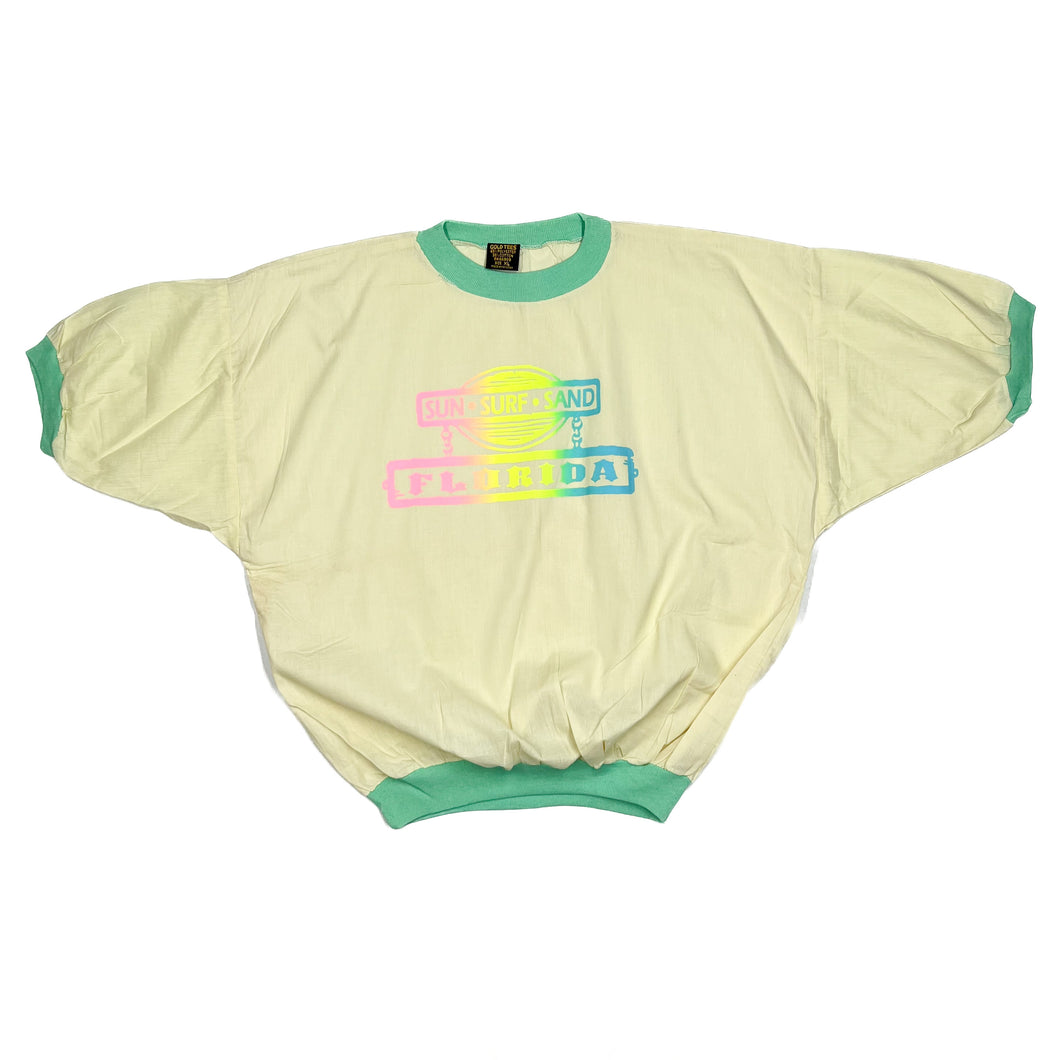 Vintage 80’s Gold Tees FLORIDA “Sun Surf Sans” Neon Souvenir Polyester Cotton T-Shirt