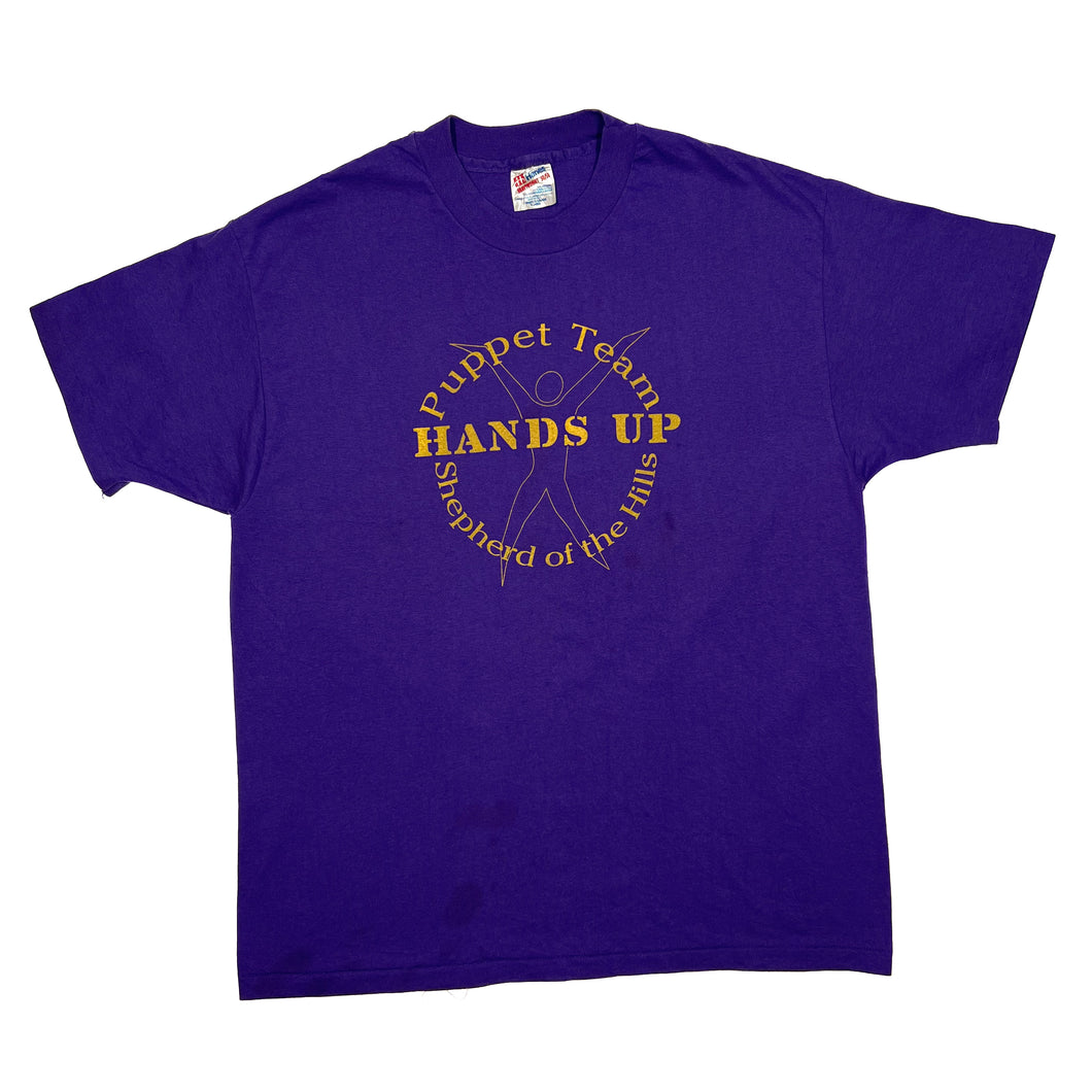 Hanes HANDS UP “Puppet Team” Souvenir Spellout Graphic Single Stitch T-Shirt