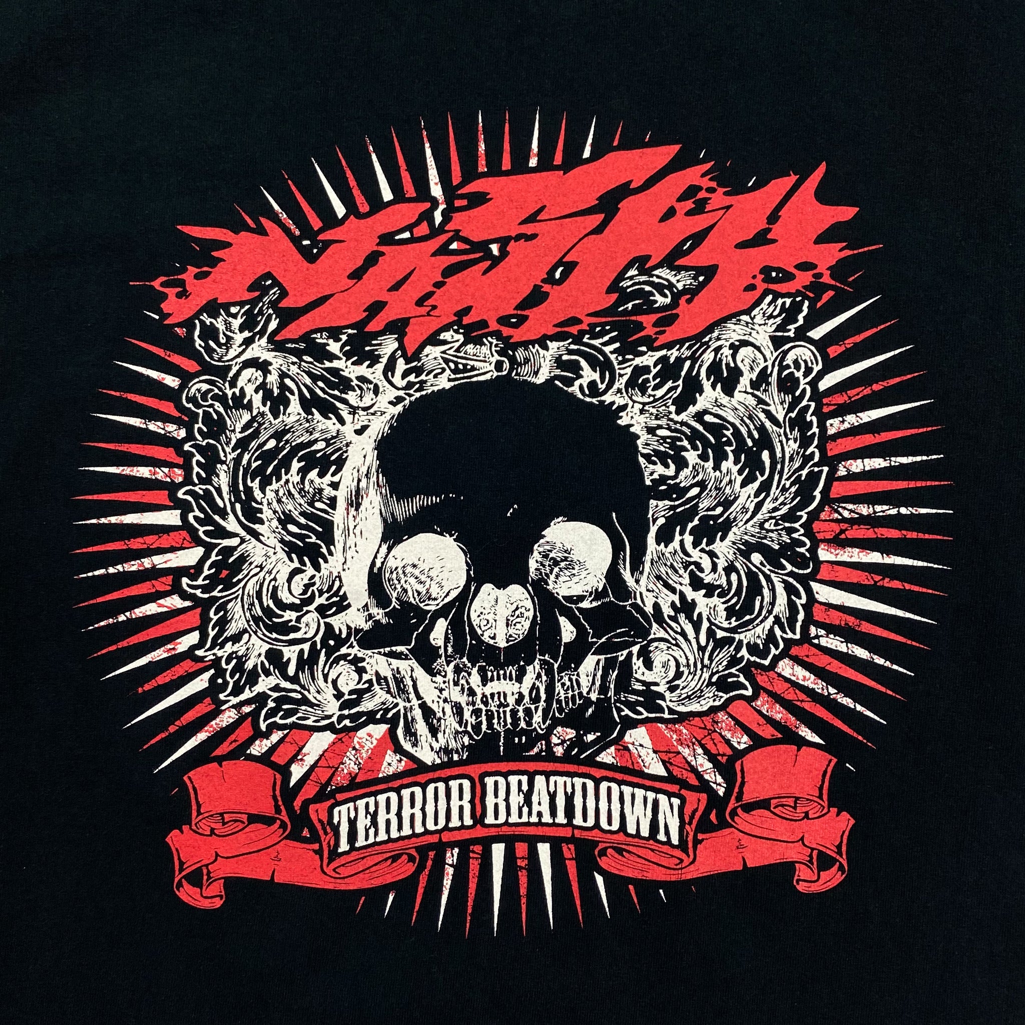 ★BADBLOOD ★WORKSHOP PRINT DISTRESSED T-SHIRT Badblood[w-tee24-036] F2 Old Effect T-Shirt - Black/Blue | KAZUE