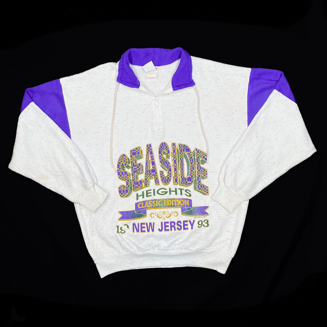 SEASIDE HEIGHTS (1993) “New Jersey” Souvenir Colour Block 1/4 Zip Collared Sweatshirt