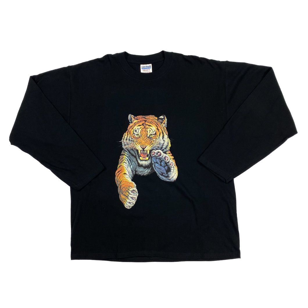 GILDAN Animal Tiger Wildlife Graphic Long Sleeve T-Shirt