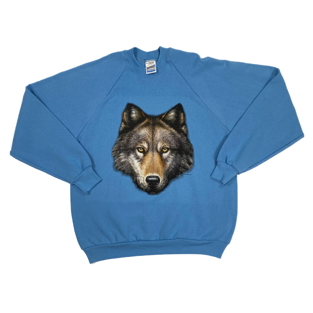 Screen Stars WILDSIDE Wolf Portrait Animal Graphic Crewneck Sweatshirt