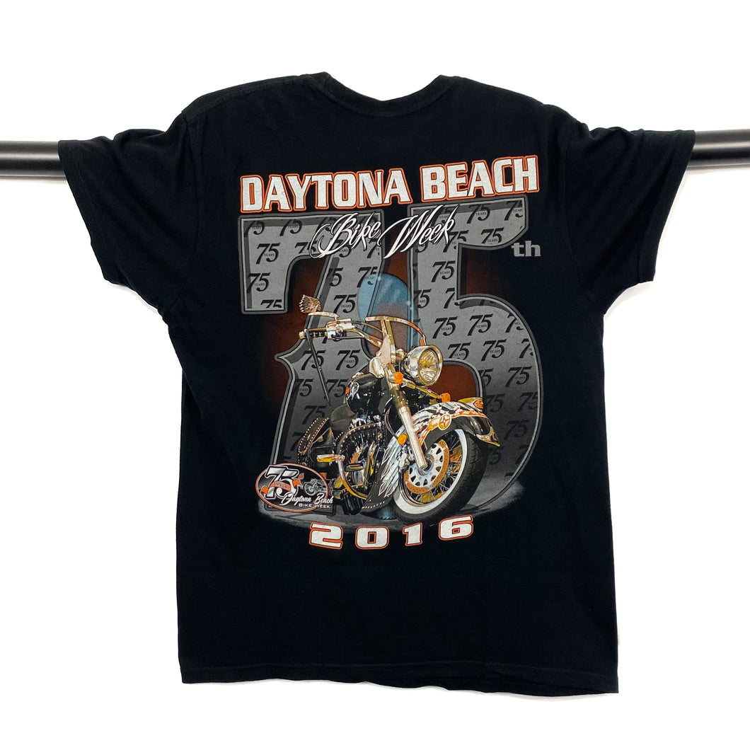 DAYTONA BEACH BIKE WEEK (2016) “75th Annual” Biker Souvenir Graphic T-Shirt
