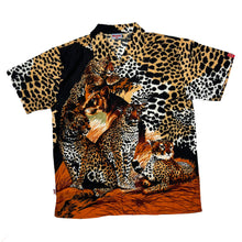 Load image into Gallery viewer, Vintage MARACAY Cheetah Big Cat Animal All-Over Print Open Collar Polyester Shirt
