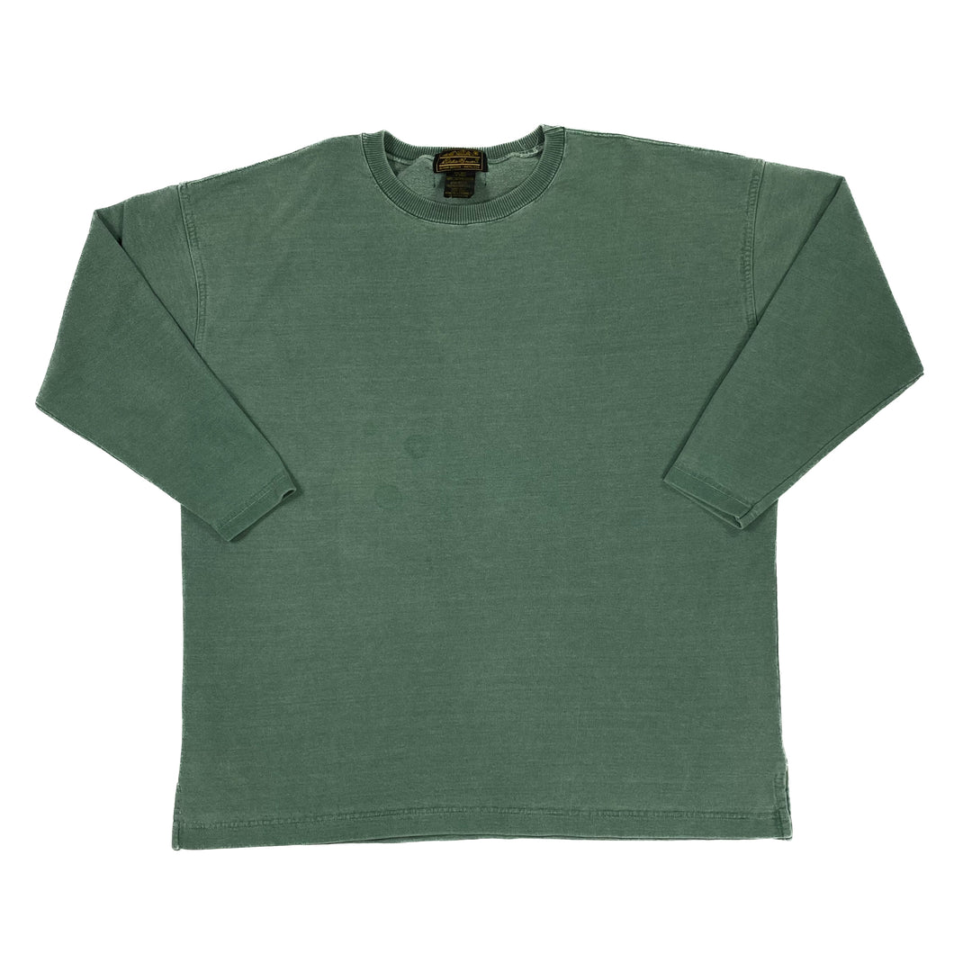 EDDIE BAUER Classic Essential Washed Green Made In USA Crewneck Sweatshirt