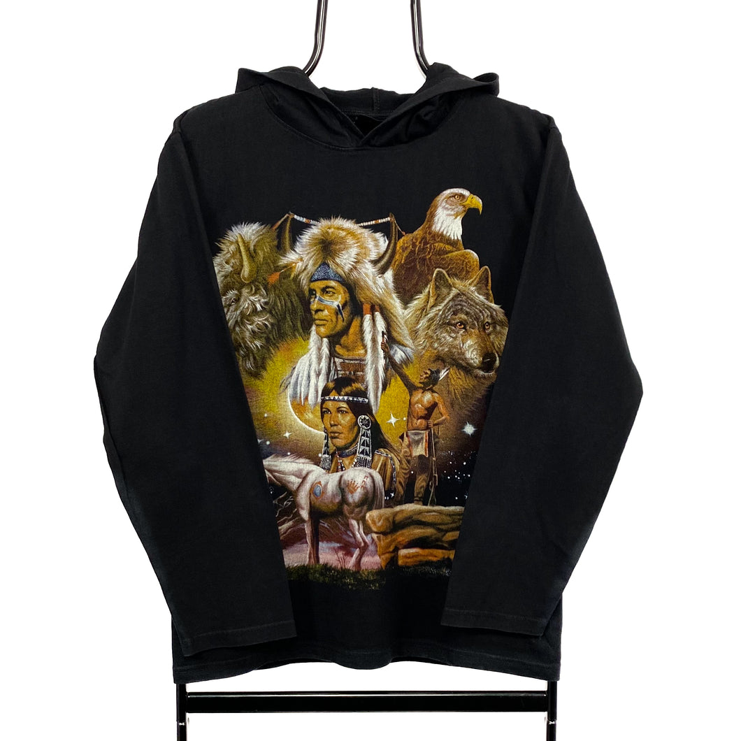 THUNDER PLUS Native American Wildlife Nature Graphic Hooded Long Sleeve T-Shirt