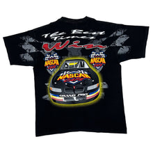 Load image into Gallery viewer, NASCAR CAFE “Nashville” Life’s A Race Motorsports All-Over Print Spellout Graphic T-Shirt
