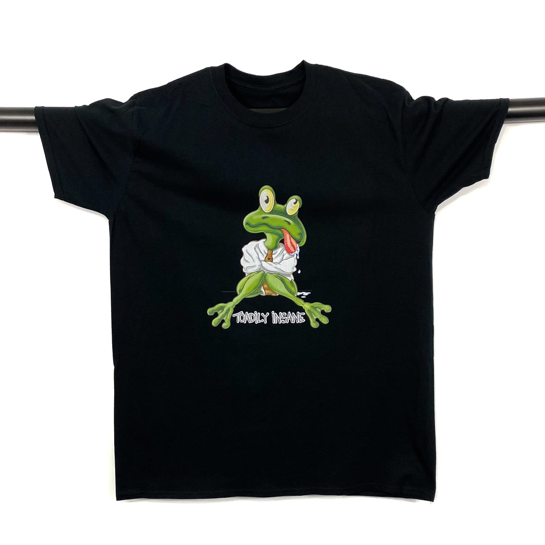 TOADILY INSANE Novelty Souvenir Frog Cartoon Spellout Graphic T-Shirt